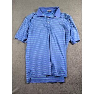 Peter Millar Performance Polo Shirt Blue Green Stripe Golf Mens Large